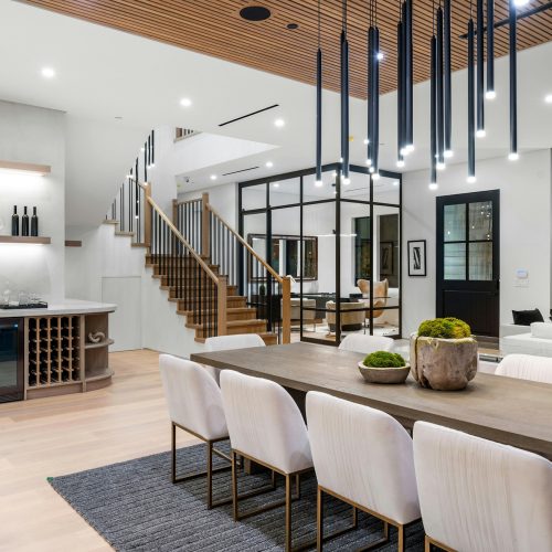 Modern dining room with elegant interior design.